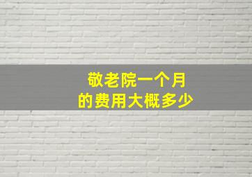 敬老院一个月的费用大概多少