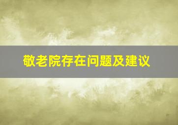 敬老院存在问题及建议