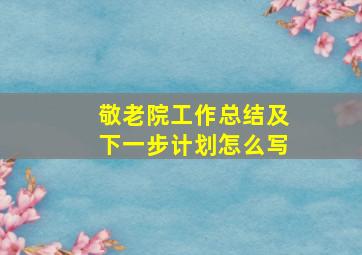 敬老院工作总结及下一步计划怎么写