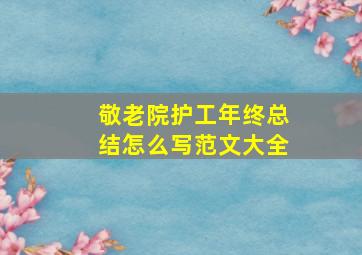 敬老院护工年终总结怎么写范文大全