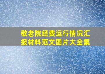 敬老院经费运行情况汇报材料范文图片大全集