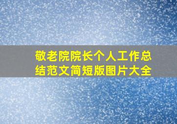 敬老院院长个人工作总结范文简短版图片大全