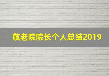 敬老院院长个人总结2019