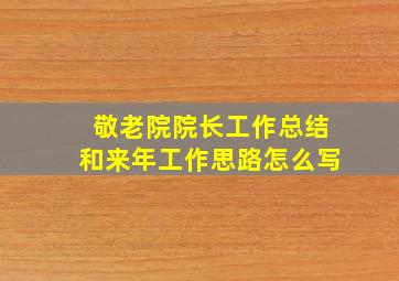 敬老院院长工作总结和来年工作思路怎么写