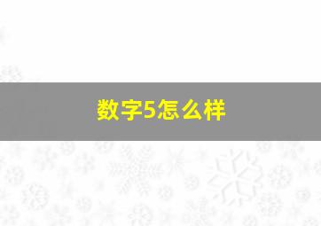 数字5怎么样