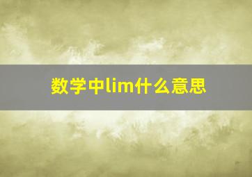 数学中lim什么意思