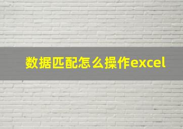 数据匹配怎么操作excel