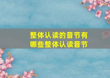 整体认读的音节有哪些整体认读音节