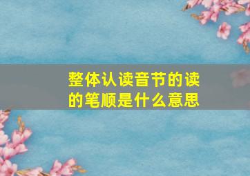 整体认读音节的读的笔顺是什么意思