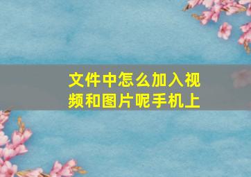 文件中怎么加入视频和图片呢手机上