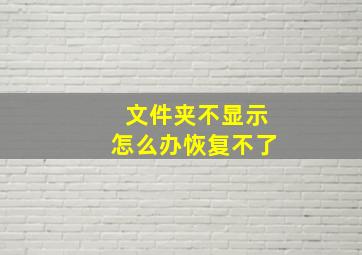 文件夹不显示怎么办恢复不了