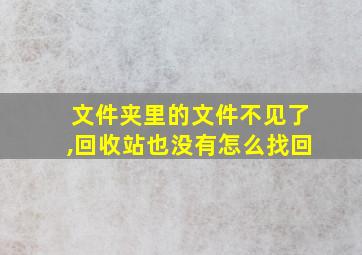 文件夹里的文件不见了,回收站也没有怎么找回