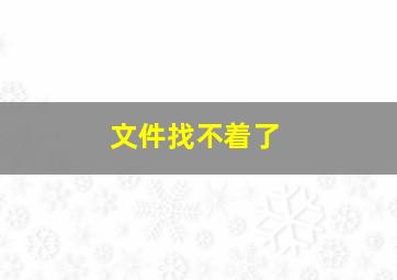 文件找不着了