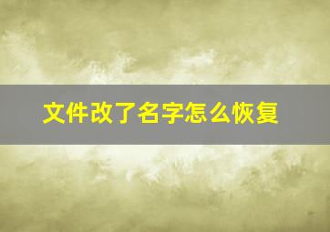 文件改了名字怎么恢复