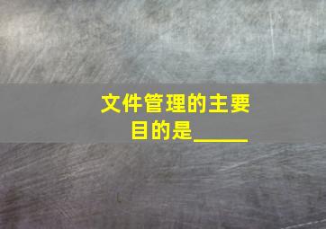 文件管理的主要目的是_____