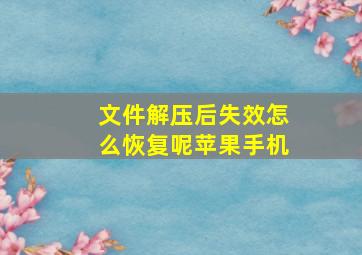 文件解压后失效怎么恢复呢苹果手机