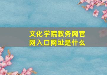 文化学院教务网官网入口网址是什么