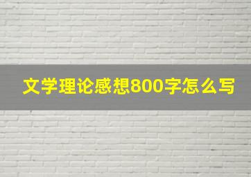 文学理论感想800字怎么写