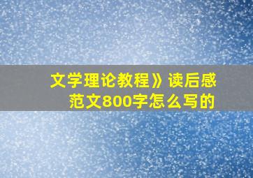 文学理论教程》读后感范文800字怎么写的