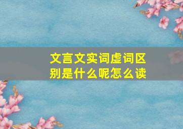 文言文实词虚词区别是什么呢怎么读