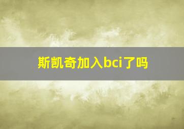 斯凯奇加入bci了吗