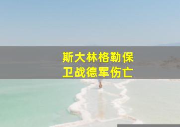 斯大林格勒保卫战德军伤亡