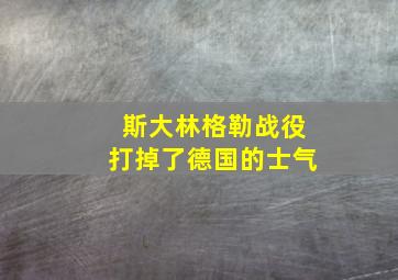 斯大林格勒战役打掉了德国的士气