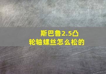 斯巴鲁2.5凸轮轴螺丝怎么松的