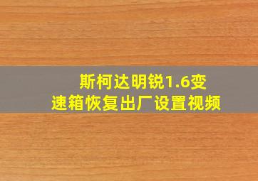 斯柯达明锐1.6变速箱恢复出厂设置视频