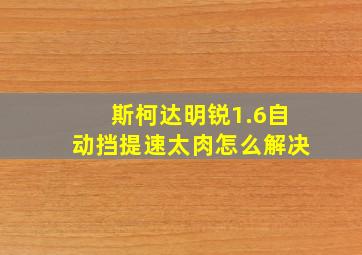 斯柯达明锐1.6自动挡提速太肉怎么解决