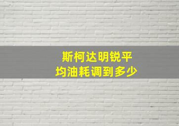 斯柯达明锐平均油耗调到多少