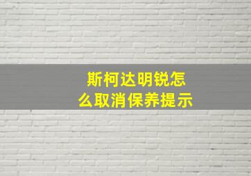 斯柯达明锐怎么取消保养提示