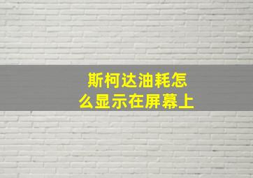 斯柯达油耗怎么显示在屏幕上