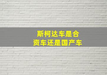 斯柯达车是合资车还是国产车