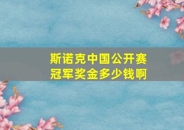 斯诺克中国公开赛冠军奖金多少钱啊