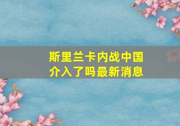 斯里兰卡内战中国介入了吗最新消息