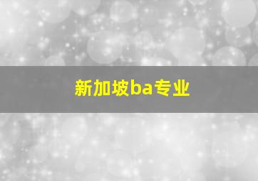 新加坡ba专业