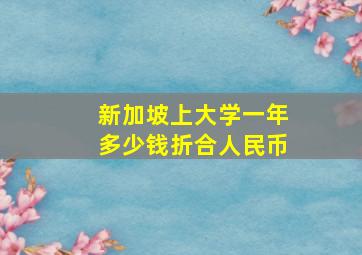 新加坡上大学一年多少钱折合人民币