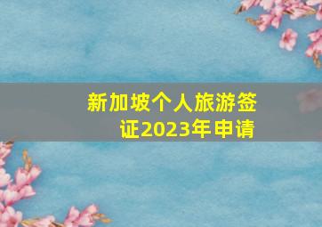 新加坡个人旅游签证2023年申请