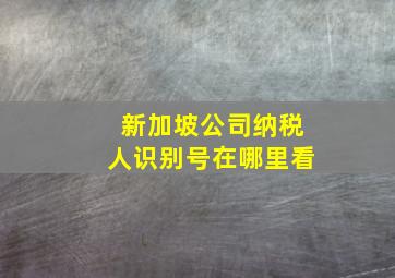 新加坡公司纳税人识别号在哪里看