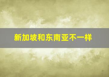 新加坡和东南亚不一样