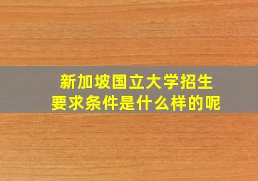 新加坡国立大学招生要求条件是什么样的呢