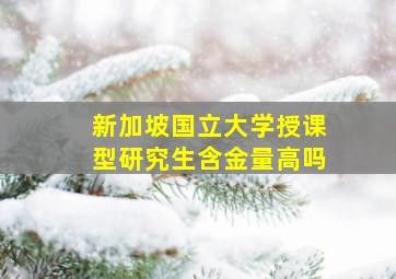 新加坡国立大学授课型研究生含金量高吗