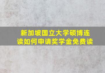 新加坡国立大学硕博连读如何申请奖学金免费读