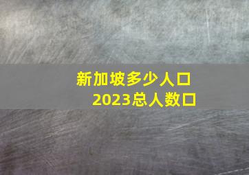 新加坡多少人口2023总人数口