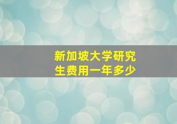 新加坡大学研究生费用一年多少