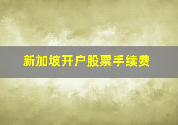 新加坡开户股票手续费