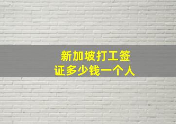 新加坡打工签证多少钱一个人