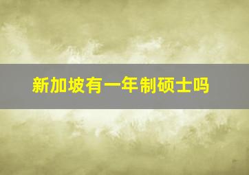 新加坡有一年制硕士吗