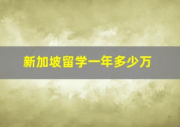 新加坡留学一年多少万